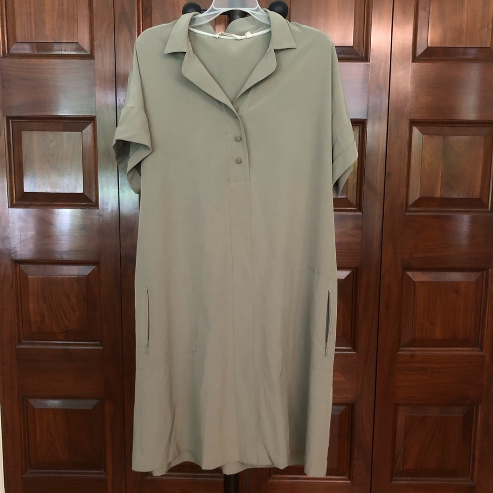 Soft Surroundings Olive Green Polo Shirt Dress
